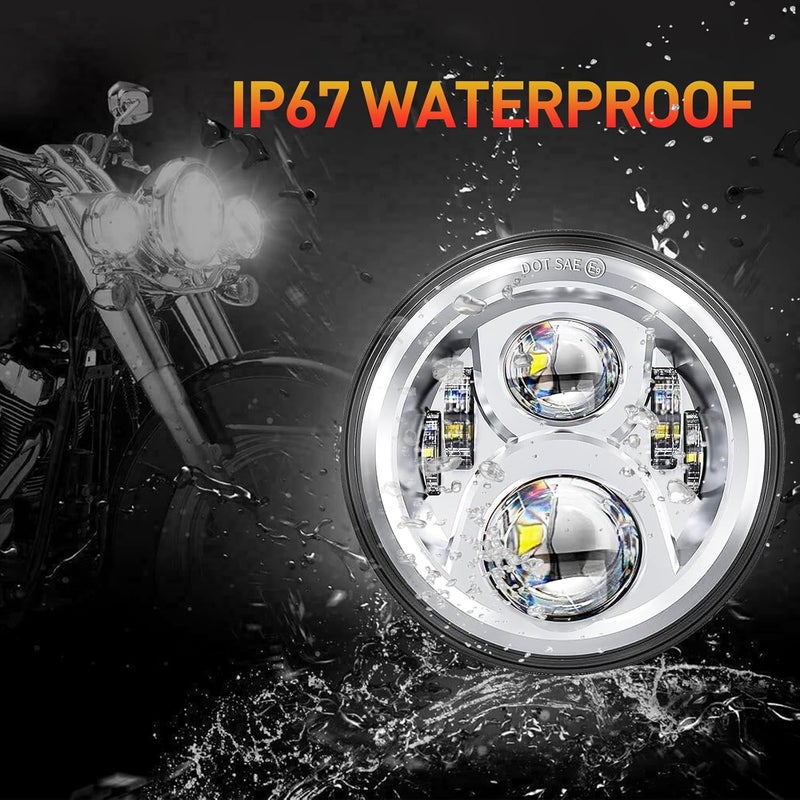 AVLUZ 7 inch Motorcycle LED Headlights 4.5" Fog Passing Lights DOT Kit For Harley Davidson Ultra Classic Road King Street Glide Heritage Softail Switchback Electra Glide CVO Tri Glide harley headlight - Image 5
